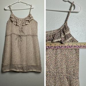 LAmade Cami Mini Dress Women's Medium M Tan Floral Casual Summer Vacation